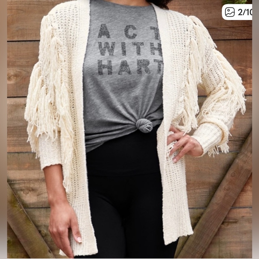 Matilda Jane Southern Charm Cream Cardigan with Fringe S NWT